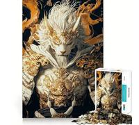 Puzzle Samouraï Lion Blanc 1000 Pièces Jeu Cognitif Amusant Découpe de Haute Précision Cadeau Unique Anti-Stress (50x75cm)