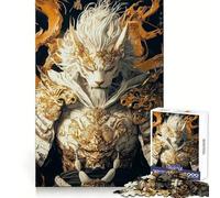 Puzzle samouraï Lion Blanc 1000 pièces pour Adultes Stimule l'esprit, apaise et divertit Bords réguliers Cadeau attentionné (50x75cm)