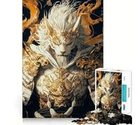 Puzzle samouraï Lion Blanc pour Adultes,1000 pièces,Puzzle Amusant et précis,découpe de Haute précision,Facile à Apprendre,pour Toute la Famille (38x52cm)