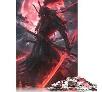 Puzzle Samouraï Lune Rouge - Puzzle créatif de 1000 pièces pour Adultes et Adolescents - Jeu éducatif - 38 x 26 cm