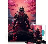 Puzzle samouraï Ninja en Fleurs Roses 1000 pièces pour Adolescents Renforce la mémoire, apaise et détend Bords de qualité (38x26cm)