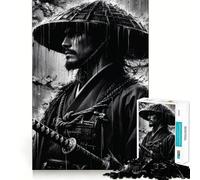 Puzzle samouraï Noir et Blanc 1000 pièces pour Adolescents, Jeu Intelligent, Jeu de Groupe, Assemblage d'image, décoration Murale (38x26cm)