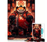 Puzzle samouraï Panda Roux pour Adolescents 1000 pièces Stimule la mémoire Détente et Douceur Découpe Lisse Cadeau élégant (50x75cm)