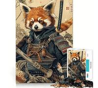 Puzzle samouraï Panda Roux pour Adolescents 1000 pièces Stimule la mémoire Moments de sérénité Coupe Premium Cadeau d'anniversaire (38x26cm)