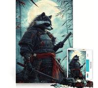 Puzzle samouraï Raton Laveur Difficile pour Adultes, 1000 pièces, améliore la mémoire, détend l'esprit, Bords Nets, Cadeau élégant (38x26cm)