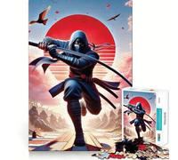 Puzzle samouraï Red Moon 1000 pièces pour Adolescents, Jeu de logique et de réflexion, Divertissement Relaxant, découpe précise, (38x52cm)
