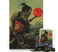 Puzzle samouraï Red Moon 1000 pièces pour Adultes Stimulation de la mémoire et réduction de l'anxiété Cadeau Artistique à Assembler (50x75cm)