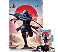 Puzzle samouraï Red Moon 1000 pièces pour Adultes Stimule la mémoire, Plaisir en Groupe, Bords Nets, Cadeau élégant (50x75cm)