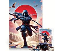 Puzzle samouraï Red Moon 1000 pièces pour Adultes Stimule la mémoire, Plaisir en Groupe, Bords Nets, Cadeau élégant (50x75cm)