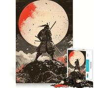 Puzzle samouraï sous la Lune de Sang 1000 pièces pour Adultes, Exercice cérébral, Anti-Stress, décoration Murale aux Bords précis (38x26cm)
