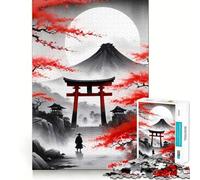 Puzzle Samouraï sous Les cerisiers en Fleurs pour Adultes, 1000 pièces, Jeu de logique Clair, Loisirs, découpe Parfaite, Cadeau créatif (38x26cm)