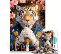 Puzzle samouraï Tigre avec Katana, 1000 pièces, Difficile, pour Adultes Modèle amélioré, Doux et Relaxant, aux découpes nettes et précises Cadeau Unique 50x75cm