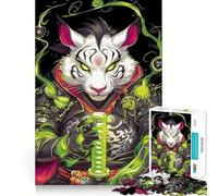 Puzzle samouraï Tigre Blanc 1000 pièces Jeu de Concentration mentale Découpe de précision Bords Lisses Jeu de Construction de Liens significatifs (38x26cm)