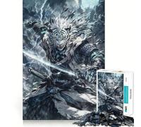 Puzzle Samouraï Tigre Blanc 1000 pièces Jeu de mémorisation mentale Découpe de Haute précision Défi cérébral interactif pour la Maison (50x75cm)