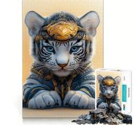 Puzzle samouraï Tigre Blanc 1000 pièces,Jeu de réflexion créatif,découpes nettes,Composants Robustes,Format Voyage, (38x52cm)