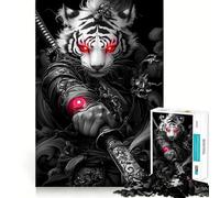 Puzzle Samouraï Tigre Blanc pour Adolescents,1000 pièces,Jeu de mémoire Amusant,Surface Lisse sans bavures,Cadeau d'anniversaire,Casse-tête (50x75cm)