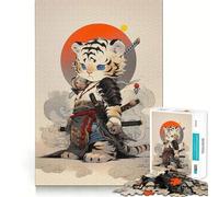 Puzzle samouraï Tigre Blanc pour Adultes,1000 pièces,Jeu de réflexion Stimulant,Structure à emboîtement précise,Facile à Apprendre,pour Le Plaisir de Toute la Famille (38x52cm)