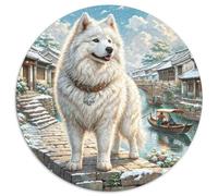 Puzzle Samoyède 1000 Pièces en Carton pour Adultes Enfants Jeu D’activité Intérieure Casse-tête Jeu Éducatif Idée Cadeau Home Decor 1000pcs (67.5x67.5cm)