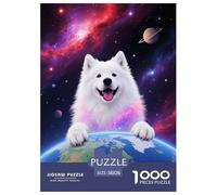 Puzzle Samoyède 1000 Pièces en Carton pour Adultes Enfants Jeu De Détente Familial Puzzle Samoyède Nébuleuse Cadeau Original Décoration Intérieure 38x26cm/1000pcs