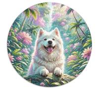 Puzzle Samoyède 1000 Pièces en Carton pour Adultes Enfants Jeu D'Intelligence Casse-tête Forêt Pluvieuse Samoyède Cadeau Original Home Decor 1000pcs (67.5x67.5cm)