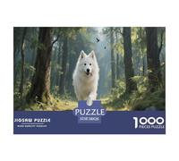 Puzzle Samoyède 1000 Pièces en Carton pour Adultes Enfants Jeu Éducatif Jeu De Défi Casse-tête Cadeau Adulte Home Decor 38x26cm/1000pcs