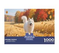Puzzle Samoyède 1000 Pièces en Carton pour Adultes Enfants Jeu Éducatif Jeu De Défi Casse-tête Cadeau Anniversaire Décoration Intérieure 38x26cm/1000pcs