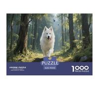 Puzzle Samoyède 1000 Pièces en Carton pour Adultes Enfants Jeu Éducatif Jeu De Défi Casse-tête Cadeau Anniversaire Décoration Intérieure 70x50cm/1000pcs