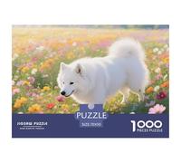 Puzzle Samoyède 1000 Pieces pour Adultes,Mer de Fleurs Pastorale Un Jeu De Dexérité Très Difficile Puzzle Jeu Éducatif avec des Défis 70x50cm/1000pcs