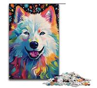 Puzzle Samoyède coloré 1000 pièces pour Adultes Puzzle en Bois pour Enfants Jeu éducatif pour Adultes 1000 pièces (38 x 26 cm)