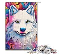 Puzzle Samoyède coloré 1000 pièces pour Adultes Puzzle en Bois pour Enfants Jeu éducatif pour Adultes 1000 pièces (38 x 26 cm)