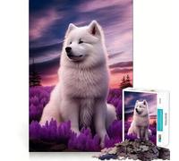 Puzzle Samoyède Nature 1000 pièces pour Adolescents, Jeu de logique Solide, Moment Serein, Bords Nets, Cadeau créatif (50x75cm)