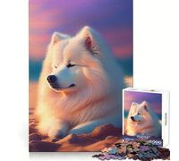 Puzzle Samoyède Nature 1000 pièces pour Adultes Renforce la mémoire, apaise l'esprit, qualité des Bords, Surprise chaleureuse (38x52cm)