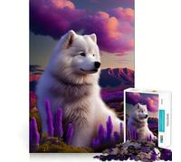 Puzzle Samoyède Nature 1000 pièces pour Adultes Renforce la mémoire, soulage Le Stress, qualité supérieure, Cadeau d'anniversaire (38x52cm)