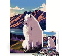 Puzzle Samoyède Nature pour Adolescents 1000 pièces, Jouet Anti-Stress Intelligent, Bords tranchants, Cadeau d'anniversaire (38x52cm)