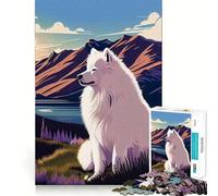 Puzzle Samoyède Nature pour Adolescents 1000 pièces, Jouet Anti-Stress Intelligent, Bords tranchants, Cadeau d'anniversaire (38x52cm)