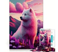 Puzzle Samoyède Nature pour Adolescents 1000 pièces Stimule la mémoire Soulagement de la Tension Bords serrés Belle œuvre d'art (38x52cm)