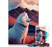 Puzzle Samoyède Nature pour Adolescents 1000 pièces Stimule la mémoire Soulagement de la Tension Bords serrés Belle œuvre d'art (38x26cm)