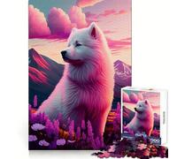 Puzzle Samoyède Nature pour Adolescents 1000 pièces Stimule la mémoire Soulagement de la Tension Bords serrés Belle œuvre d'art (38x52cm)