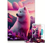 Puzzle Samoyède Nature pour Adultes 1000 pièces Renforce la mémoire Amusant et décontracté Qualité supérieure Cadeau élégant (38x26cm)