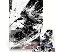 Puzzle Samurai Anime Ink pour Adultes, 1000 pièces, renforce la mémoire, Divertissement Occasionnel, qualité supérieure, Cadeau élégant (38x52cm)