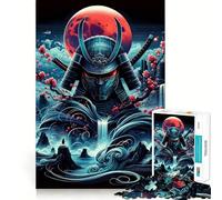 Puzzle Samurai Blood Moon (1000 pièces) Jeu de logique Complexe pour Adultes pour Un Moment de détente et de Plaisir (38x26cm)