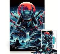 Puzzle Samurai Blood Moon 1000 pièces pour Adultes Stimule la mémoire, apaise l'esprit, Design créatif, Assemblage, Cadeau Original (38x52cm)