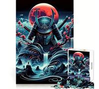 Puzzle Samurai Blood Moon pour Adolescents, 1000 pièces, défi intellectuel, Jeu Relaxant et Amusant, découpe précise, Cadeau Festif (50x75cm)
