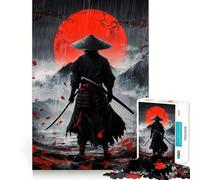 Puzzle Samurai Blood Moon pour Adultes, 1000 pièces, Jeu de réflexion, Jouet Anti-anxiété, Objet de Collection aux découpes soignées (38x26cm)