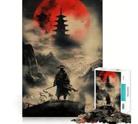Puzzle Samurai Blood Moon Vigil 1000 pièces pour Adultes Renforce la mémoire, soulage Le Stress, qualité supérieure, Cadeau d'anniversaire (38x52cm)