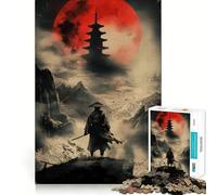 Puzzle Samurai Blood Moon Vigil pour Adolescents, 1000 pièces, stimule la mémoire, soulage la Tension, Bords Nets, œuvre d'art (50x75cm)