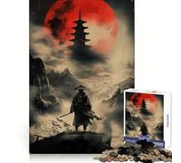Puzzle Samurai Blood Moon Vigil pour Adolescents, 1000 pièces, stimule la mémoire, soulage la Tension, Bords Nets, œuvre d'art (50x75cm)