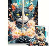 Puzzle Samurai Bombay Cat avec épée, 1000 pièces, pour Adolescents, Jeu de réflexion, Design ludique, Assemblage, Cadeau de qualité (38x52cm)