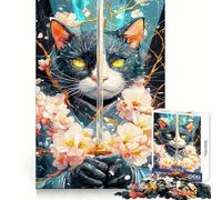 Puzzle Samurai Bombay Cat avec épée, 1000 pièces, pour Adolescents, Jeu de réflexion, Design ludique, Assemblage, Cadeau de qualité (38x52cm)