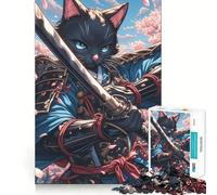 Puzzle Samurai Bombay Cat Poise 1000 pièces pour Adolescents, Jeu de logique Puissant, Moments en Famille, Bords Nets, Surprise chaleureuse (38x26cm)